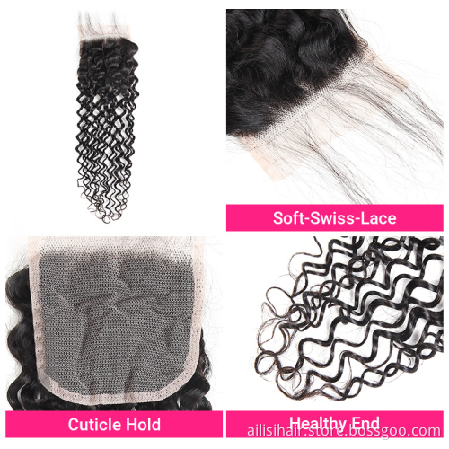 Hair Bundle Raw Virgin Cuticle Aligned 8A Human Hair Bundle With Closure  Jerry Curls Brazilian Hair Bundle With Closure